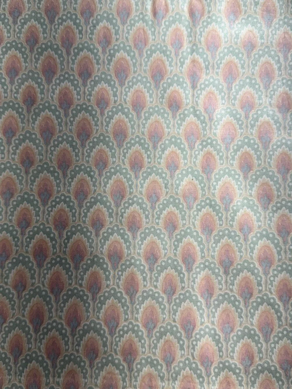 5 yards Vintage 1980's Decorator Fabric Pastel Blue Pink
